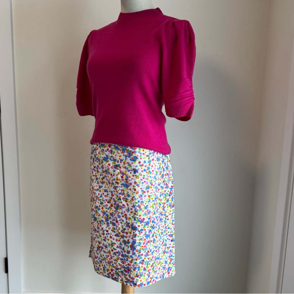 Leggiadro White Midi Skirt with Multicolor Floral Confetti Print - Picture 4 of 10